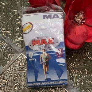 🌹 MAX SPORT (NWT) • EXTRA Comfort 3 Pack ACTIVE MEN White Full Cut Briefs